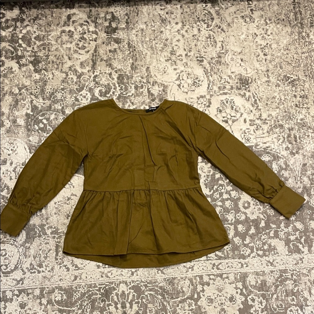 Madewell Olive Green/Brown Long Sleeve Blouse